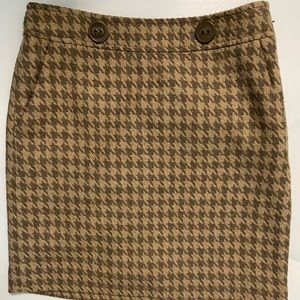 🔥Ann Taylor Loft Petites Tan/ Brown Houndstooth Mini Skirt Ladies Size 0. 🔥